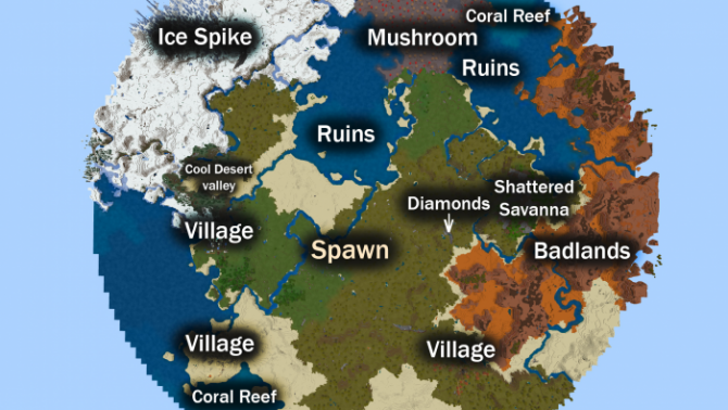 Seed 3 Villages and a Large Variety of Biomes! 1.13
