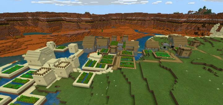 Seed Triple Village Fused to Mesa Mineshaft  for Minecraft Bedrock Edition 1.5.3 for Android