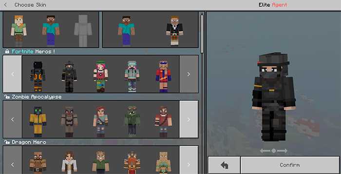 Download skin Pack Fortnite Heroes for Minecraft Bedrock Edition 1.9 for Android