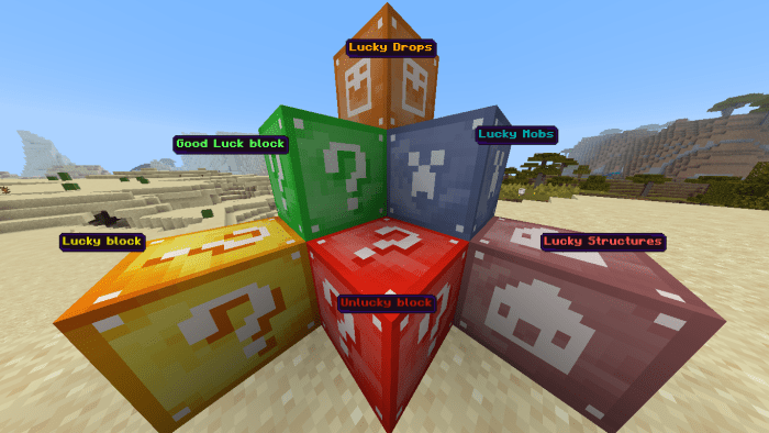 Create a lucky block addon / Addons for Minecraft. Created in Crafty Craft  mod / addon maker. 